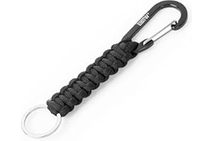 EOTW Portachiavi Paracord Con Moschettone, Robusto Portachiavi in Paracord di Sopravvivenza Militare per Uomini e Donne in Campeggio (Nero)