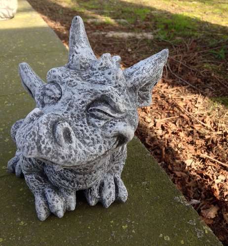 Steinfigur “ GROSSER DRACHE GRIZOO „, Frostfest bis -30°C, massiver Steinguss - 3
