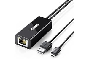 UGREEN Adattatore Micro USB a Ethernet RJ45, Convertitore di Rete Lan 100Mbps con Cavo di Alimentazione Per Fire TV Stick 4K/3/2, Google Chromecast 3/Ultra/2/1/Audio-1M