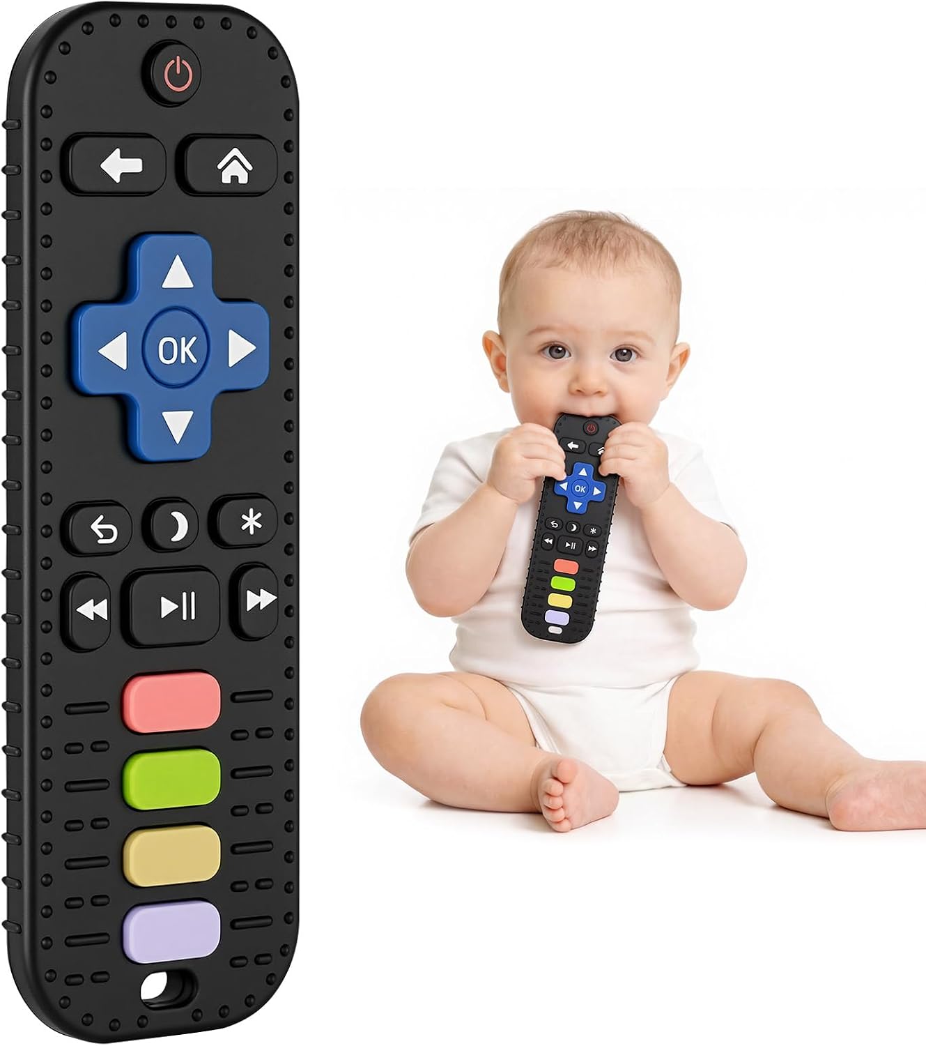 DiULi Mordedor Bebe, Mordedor de Silicona Alimenticio, Mordedores Mando a Distancia, Mando Juguetes Bebes 6-12 Meses, Sin BPA y Sin Electrónica, Palitos de Dentición Regalos, Alivio de la Dentición