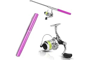 EQULUP Mini-Angelrute in Stiftform aus Aluminiumlegierung, Mini-Angelruten- und Rollenkombinationen in Stiftform Taschen-Angelrute mit einziehbarer Angel mit Spinnrolle für Angelbegeisterte