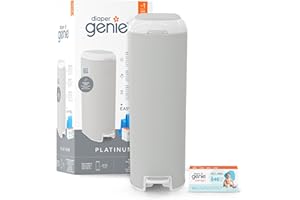 Diaper Genie Platinum Edelstahl Windeleimer mit Fußpedal, neuartiges System mit abreißbaren Beuteln