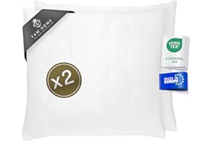 ‎FH FAM' HOME HOME COSINESS Kopfkissen 80x80 2er set – weich & atmungsaktiv – schlafkissen allergiker geeignet – kissen 80 x 80 waschbar bei 95 °C – OEKO-TEX® zertifiziert – Mikrofaser Hülle – Faserbällchen Füllung – Made in EU