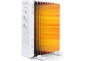Aigostar Radiateur à bain d'huile 11 éléments. 2300 W, 3 niveaux de puissance et thermostat réglable. Protection contre la surchauffe et les basculements. Économie d’énergie. 20m2. Luke