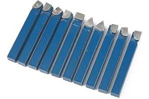 Besttoolifes Juego de herramientas de torneado de torno, vástago de 1/4 pulgadas, 10 piezas de herramientas de torneado de carburo, soporte de herramientas de torno de metal para torneado de rosca,