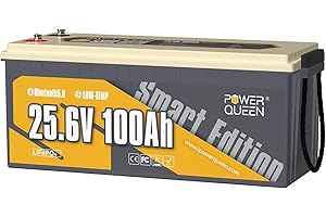 Power Queen Batteria al Litio 24V 100Ah LiFePO4 con Bluetooth, 15000 Cicli, Durata 10 Anni, Protezione da Basse Temperature, BMS 100A, per Trolling Motor, Nautica, Off-grid