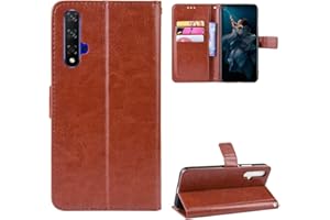 QIONGNIAN Funda para Huawei Honor 20 ,Funda para Huawei Nova 5T YAL-L61A YAL-L61D YAL-L71A / Honor 20 YAL-AL00 YAL-TL00 YAL-L21 / Honor 20S YAL-AL50 YAL-TL50 Funda Cartera de cuero con solapa Case Brown