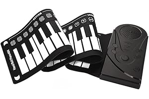 RITOEASYSPORTS Bnineteenteam Teclado electrónico Plegable Mano Enrollable Piano, portátil 49 Teclas para niños niños Principiantes(Negro)