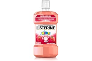 Listerine Kids (1 x 500 ml), enjuague bucal niños 6+ años, colutorio encías y dientes 0% alcohol formulado con 95%+ de ingredientes naturales, enjuague bucal anti-caries