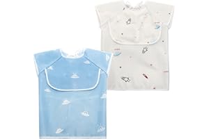 Little Dimsum Bavaglino a Maniche Lunga per Neonati Alimentazione Impermeabile All' acqua Camicetta Grembiule con Motivo Animale