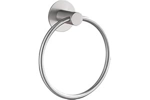 Hoomtaook Bathroom Towel Holder Towel Ring Nail Free, Stainless Steel, Bathroom Accessories No Damage Wall Mouted, Rustproof, Brushed Finish