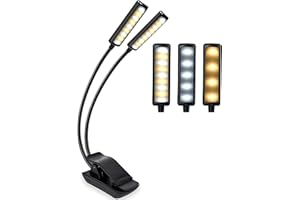 CCHKFEI 18 LED Rechargeable Book Light,Double Head Reading Light Book Lamp for Reading Clip on Bedside Light Orchestra Piano Lights with Eye-Caring Music Stand Light for Kids