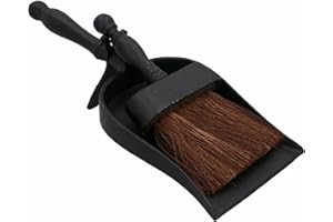FYNE-FINDS Hearth Tidy Brush and Shovel Set Black Cast Iron Fire Place Tool Sets Coal Wood Burner Accessories Fireside