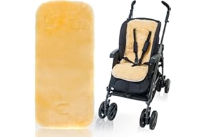 STIMO 100% Lammfell Auflage für Buggy und Kinderwagen / 5-Punkte-Gurtsytem geeignet 12-36 Monate