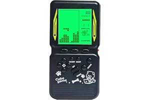 HLF Grand écran de la Console de Jeu en Brique Vintage rétroéclairage Vert intégré 23 Jeux multimodes rétro - Vitesse et difficulté réglables Cadeaux de Noël alimentés par 2 Piles AA (Black)