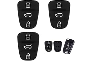 EIAIGKY 3 Pezzi Pulsanti per Chiave Auto in Gomma, Compatibili con Hyundai i10, i20, i30, ix20, ix35, Kia Sportage, Ceed, Soul, Venga, Tasti di Ricambio per Custodie Chiave a 3 Bottoni, Facile Installazione
