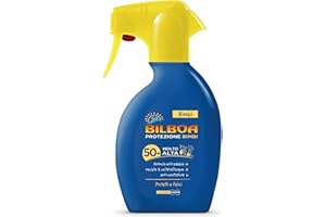 Bilboa Bimbi Trigger Solare Bambini con Protezione SPF 50+, Formula Anti Sabbia, Resistente all'Acqua e Anti Scottature, Dermatologicamente Testato, 250 ml
