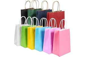 HCYW 30 Pack Coloured Paper Bags with Twist Handles, Medium Kraft Party Gift Bags, Strong Paper Carrier Bags for Sweet, Birthday, Wedding, Christmas, Halloween, Retail, Party Favor (27x21x11cm)