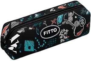 Fitto Black Pencil Case 20x6x6cm - Durable, Compact Pencil Bag for School & Office