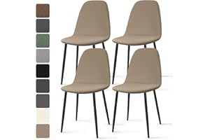 BalladHome Fundas de Sillas de Comedor 4 Piezas Fundas Sillas Elásticas Ajustables Funda para Sillas de Cocina Modernas Lavables Cubiertas de Sillas para Comedor Hogar Hotel (Caqui, 4 Piezas)-KC