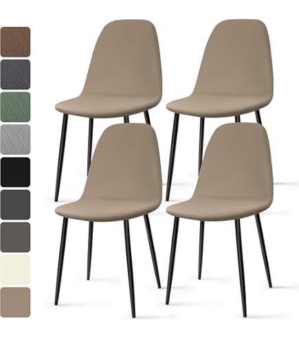 Coprisedia In Velluto Elasticizzato - Per Sedie Con Schienale Curvo, Senza Braccioli, Colore Cammello - Foto 6