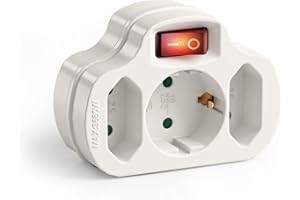 PERFECT EQUIPMENT FOR YOUR HOME Wielokrotne gniazdko z włącznikiem/wyłącznikiem, 1 x gniazdo Schuko 16 A / 250 V AC, 2 x gniazdo Euro 2,5 A / 250 V AC, 3680 W, białe