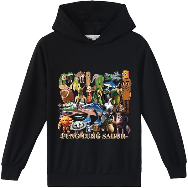Set Sweat à Capuche + Pantalon Enfant Italian Brainrot Tung Tung Sahur - 14 Couleurs Unisexe Garçon Fille