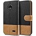 Produktbild BEZ® Hülle für Moto E4 Hülle, Handyhülle Kompatibel für Motorola Moto E4, Handytasche Schutzhülle Tasche Case [Stoff und PU Leder] mit Kreditkartenhaltern, Schwarz