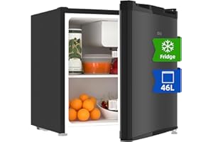 CHiQ CSD46D4EU,Mini Fridge 46L, E Energy Rating, Table Top Fridge, Compact Wine&Beers Cooling, Reversible Doors, 12-Year Free Warranty on The Compressor,Black