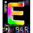 Light Up Letters - Lighted Letters Colorful Glitter Alphabet APP Control Music Sync Color Changing Letters for Boy Girl Gift Birthday Christmas Wedding Bar Wall Table Night Light Valentine Decor - E