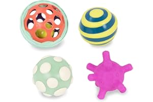 B. Toys by Battat – Ball-a-balloos – Set de Pelotas texturizadas – Set de 4 Pelotas para pequeños de 6+ Meses, Multicolor, 22,86 x 15,24 cm