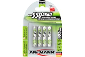 ANSMANN Akumulator AAA 550 mAh NiMH 1,2 V (4 sztuki) – baterie Micro AAA do ponownego ładowania, MaxE zapewnia wyjątkowo niski poziom samorozładowania do wieloletniego użytkowania