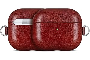 Haobobro - Etui z prawdziwej skóry na słuchawki AirPods (3. generacji) - skórzane etui AirPods z paskiem do noszenia i karabińczykiem - brązowe
