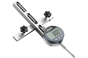 ALLmeter Reloj comparador digital de 0,01 mm/0,005 pies, contador digital, calibre de sierra de mesa digital, diseño con barra de aluminio anodizado ancha, múltiples deslizadores, alta precisión, 1,9
