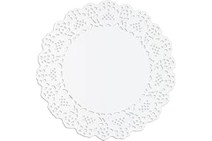 Yuomeaz 150 PCS Round Paper Doilies, 6.3 Inch White Lace Paper Doilies, Round Doily Lace Papers Mats for Dessert, Drink, Cupcake, Buffet Table Decorations, Cake Packaging Pads
