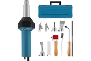 KayEsampra 1600 W 220 V Hot Air Gun with Plastic Case and 2 Accessories, Welding Machine Heat Gun, 40°C - 650°C Adjustable for Vinyl PE PVC Welding Machine with Plastic Rod, Roller, Nozzle