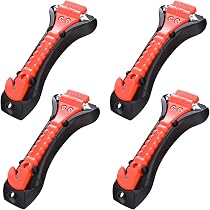 Kit De Emergencia Para Coche - 2 Piezas Con Rompe Cristales Y Cortacinturones | Gris Y Púrpura, Compacto Y Portátil