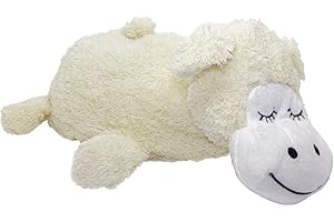 FRANZIS NÄHSTUBE Cuscini in grani 40x20x10cm Pecora Giocattolo morbido + Cuscino di farro Bianco Peluche per la terapia del caldo e del freddo Pad di calore adatto all