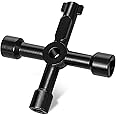 ZAVIA 4 Way Multifunction Utility Key | Black Meter Box Key | Triangle, Square, Panel Key for Cupboard, Cabinet, Water, Gas, Electric & Plumbing Applications | 4 Way Service Utility Key