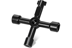 ZAVIA 4 Way Multifunction Utility Key | Black Meter Box Key | Triangle, Square, Panel Key for Cupboard, Cabinet, Water, Gas, Electric & Plumbing Applications | 4 Way Service Utility Key