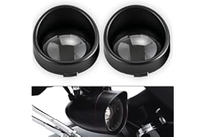 NATGIC 2 Pcs Motorcycle Turn Signal Bezels Lens Cover Visor Style Indicators Light Lens Cover Motorcycle Accessories for Harley Davidson softail Sportster Fat Boy (Black Cover & Smoke Lens)