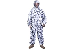 Huenco Extérieur Camo 3D Neige Sauvage Fermeture Éclair Ghillie Costume Pour Paintball Airsoft Chasse Faune Photographie
