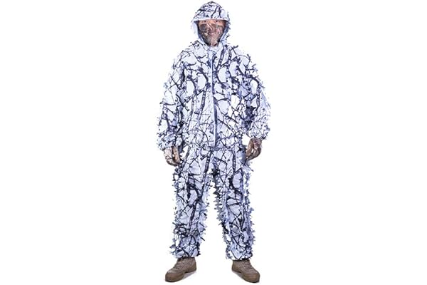 Huenco Extérieur Camo 3D Neige Sauvage Fermeture Éclair Ghillie Costume Pour Paintball Airsoft Chasse Faune Photographie