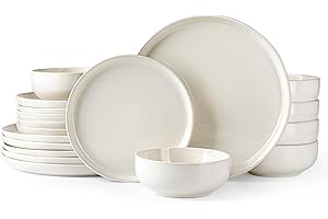 GBHOME Dinne Set for 6 People – 18 Piece Speckled Ceramic Plates and Bowls Sets Chip & Scratch-Resistant Modern Tableware | Dishwasher & Microwave Safe Dinerware