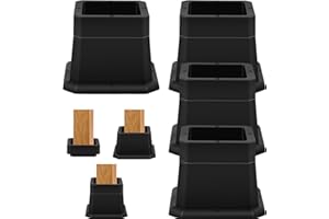 Fyeme Bed Risers 8 Pcs Furniture Risers 4 High and 4 Short Support Up to 6000lbs Bed Chair Risers Table Leg Extender Anti-Slip Bed Support Risers Furniture Risers for Bed Desk Sofa Couch (Square)
