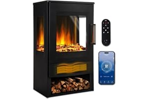 ‎AMBINESS Ambiness Elektrokamin | 2 Heizstufen | 900W - 2000W | viele Modelle | LED - 3D Flammeneffekt mit Farbwechsel | inkl. Fernbedienung Timer & Thermostat | Überhitzungsschutz | Magnus