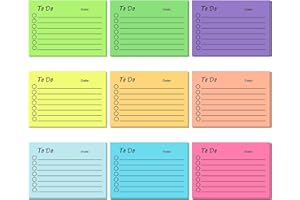 HELCONA 9 Pack to Do List Sticky Notes, 450 Sheets Self-Stick to Do Sticky Notes with Line, 3x4 Inch Adhesive Memo Sticky Notes Notepad Bulk, Home Office School Planner Reminder Supplies(Multicolor)