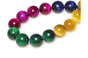 MJDCB Perlen zum Auffädeln 6mm 60 stück Mehrfarbiger Tigerauge Halbedelsteine Perlen mit Loch Natürliche Lose Runde Steinperlen für Herstellung Schmuck Armbänder Halsketten