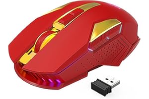 MAGIC-REFINER Ratón inalámbrico para juegos, X18-G502 2.4G, mouse de computadora con clic silencioso con receptor USB, óptico de 2400 DPI, luz 7 RGB, batería recargable de larga duración, para
