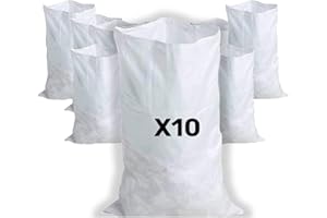 CREATIVES COULEURS - 10 Sacs à Gravats, 55 x 95cm, 55kg, Résistant et Réutilisable, En polypropylène tissé blanc, Sable, Terre, Gravier, Jardinage, Chantier, Dechets constructions